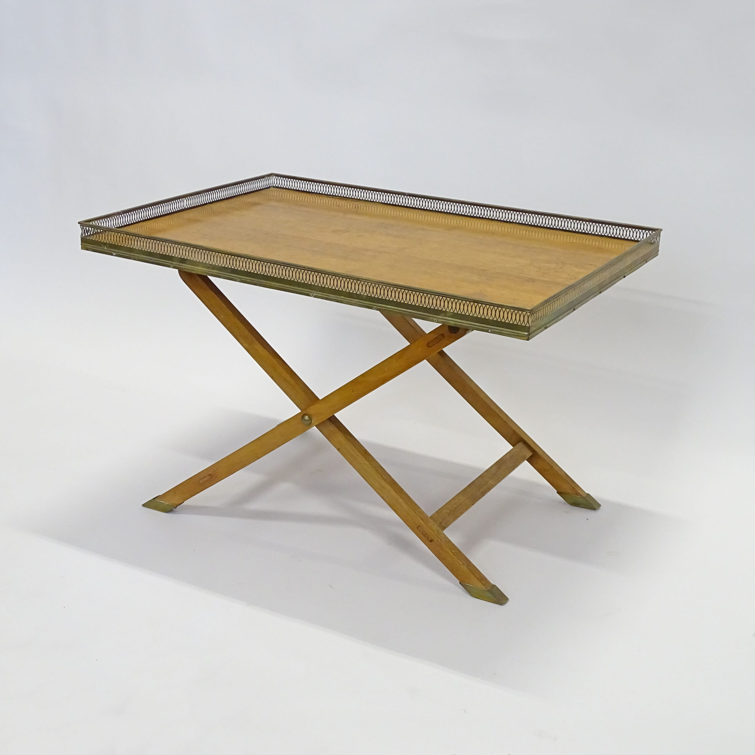 Italian 1950s wood and brass folding coffee table SG Gallery Milano